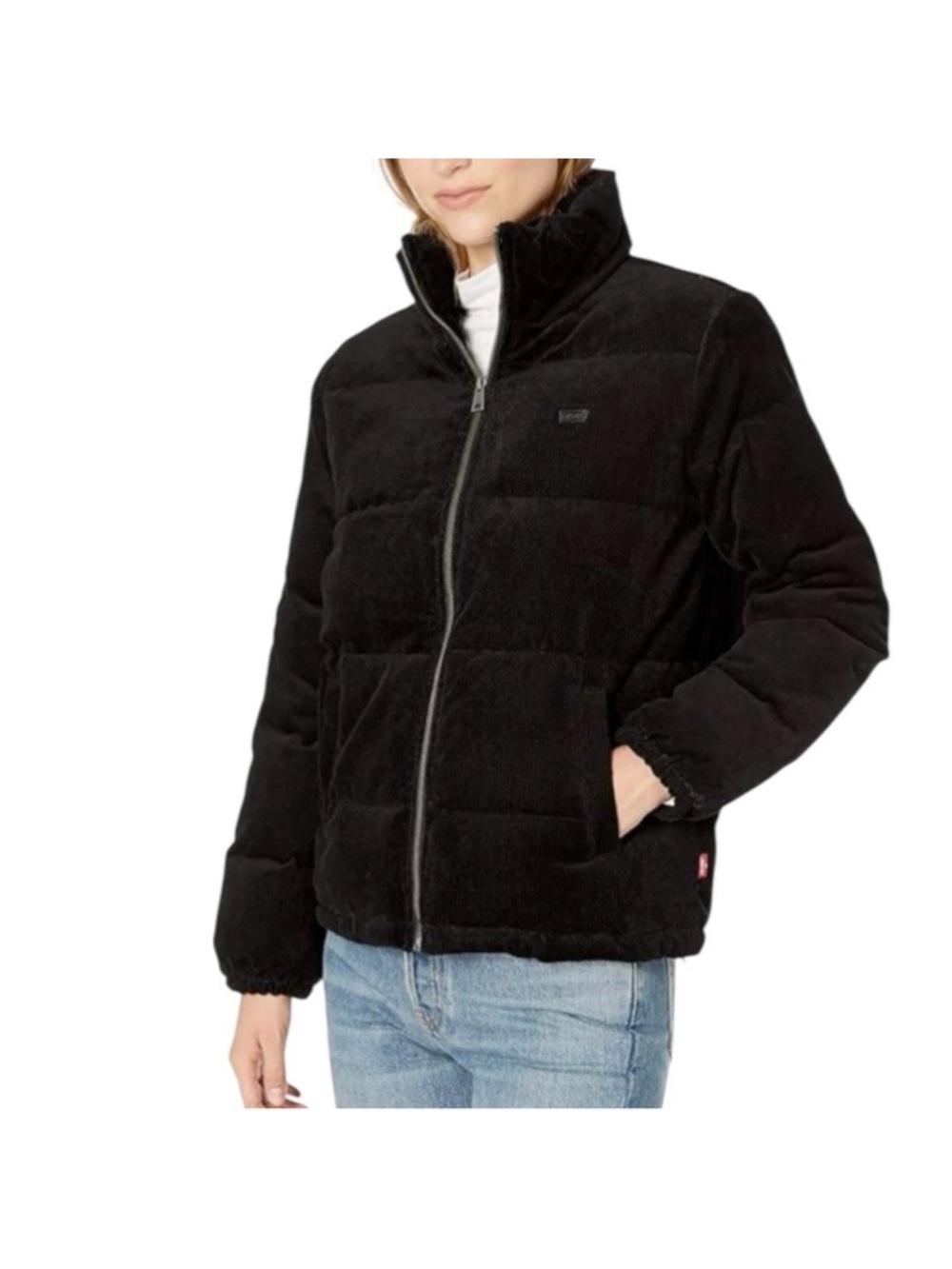 Levi's Black Corduroy Puffer Jacket - Stand Collar - Picture 2 of 10